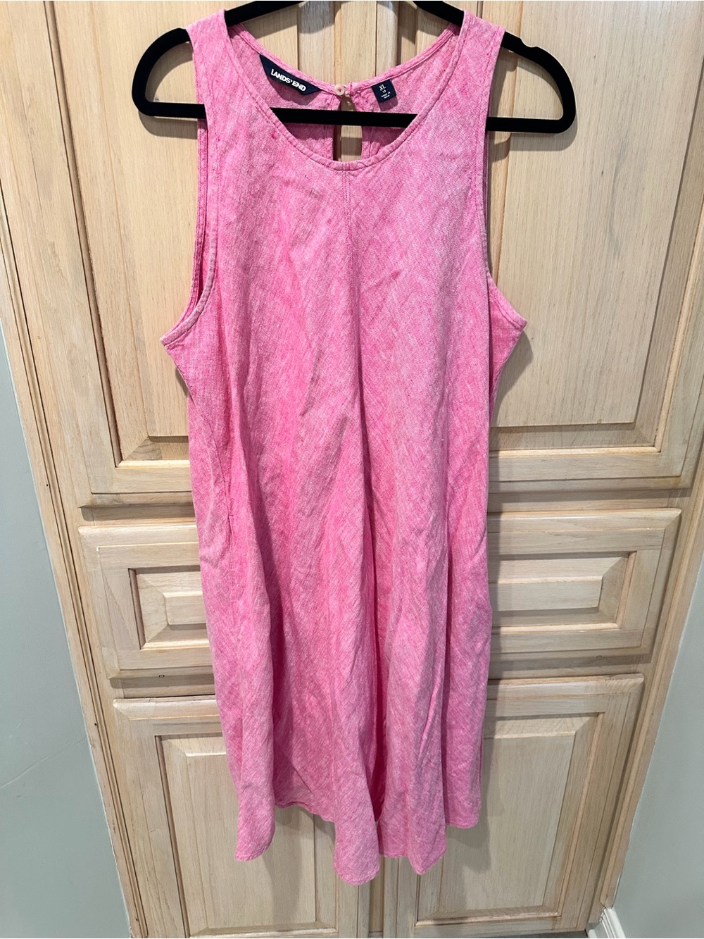 Pink Linen Blend Sleeveless Shift Dress
